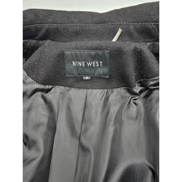 Nine West Women's 8 Black Wool Button-Up Mid Length Coat - Picture 3 of 9